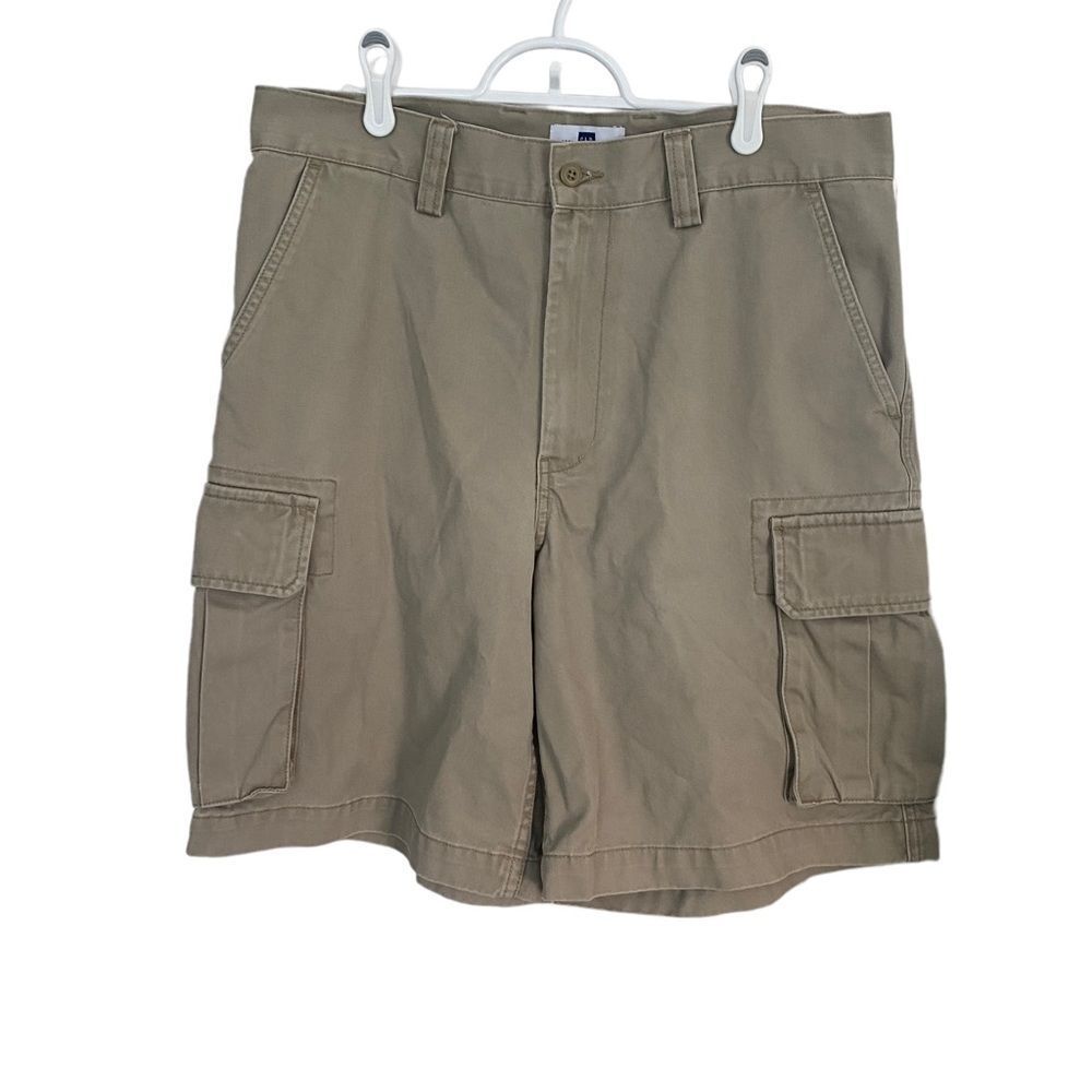 Gap Cargo Shorts Mens 33 Khaki Tan Factory Store Cotton‎ Twill Utility Pockets